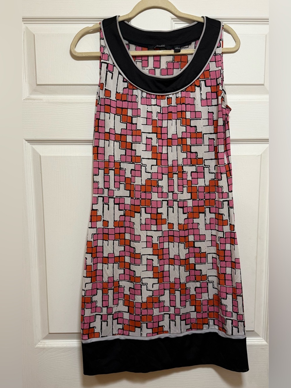Essentials by Milano Pink, Orange & Black Geo-Print Mini Dress